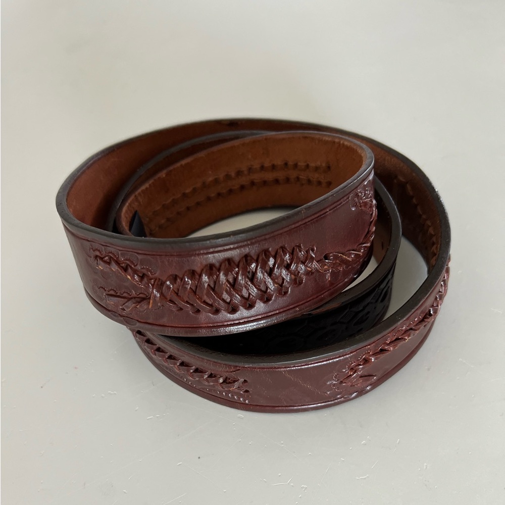 Cinturones Keynaga Brown Tooled Leather Belt With‎ Braided Scorpion Design